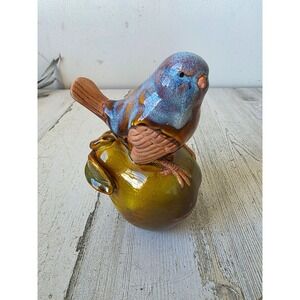 Ceramic bluebird pear fruit figurine statue decor bird little